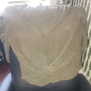 a.n.a Cream Ruched 3/4 Sleeve Blouse